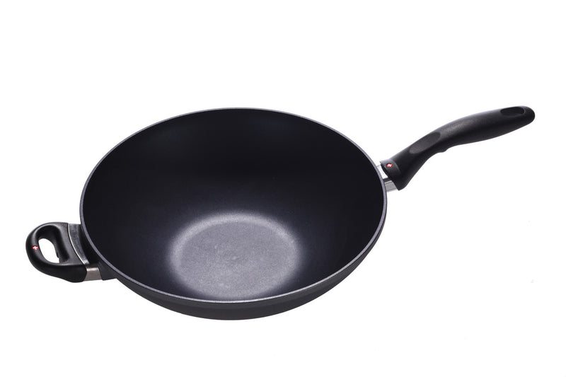 Swiss Diamond HD Nonstick Wok + rack 32 x 9.5cm 5L (15cm Flat Solid Base) with Glass vented Lid