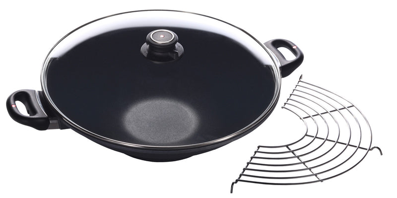 Swiss Diamond HD Nonstick WOK With Lid & Rack 36cm x 9.5cm 6L and 2 side handles