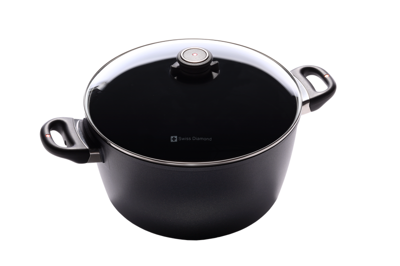 Swiss Diamond HD 28cm x 15cm 8L Nonstick Casserole Stock Pot with Glass Lid