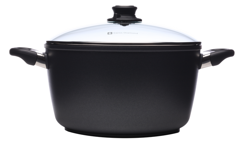 Swiss Diamond HD 28cm x 15cm 8L Nonstick Casserole Stock Pot with Glass Lid