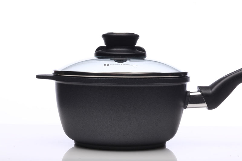 Swiss Diamond HD 1.3L 16cm Nonstick Saucepan with Glass Lid