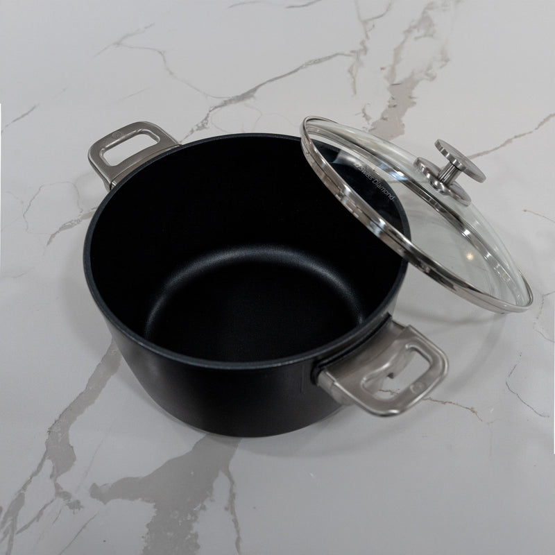 CXD Induction 24x11cm 5.2L round casserole with glass vented lid