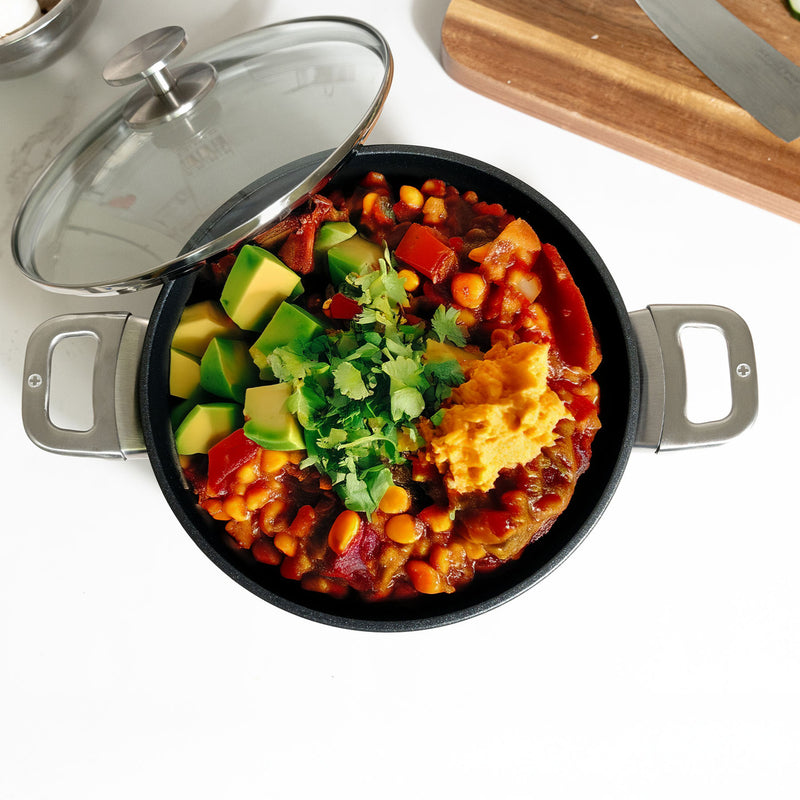 CXD Induction 24x11cm 5.2L round casserole with glass vented lid