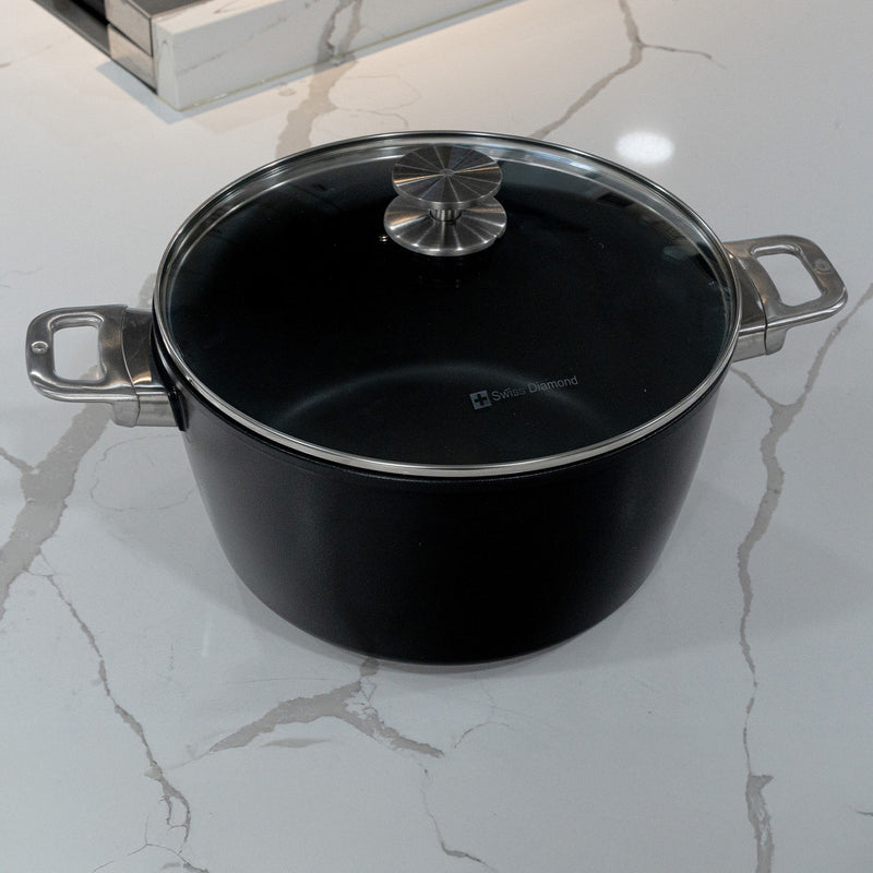 CXD Induction 28x15cm 8L deep round casserole with glass vented lid