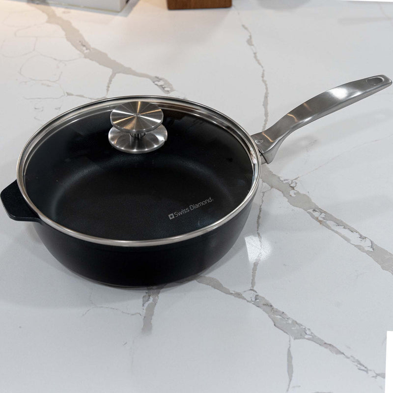 CXD Induction 24x7.5cm 3L deep saute pan with glass vented lid