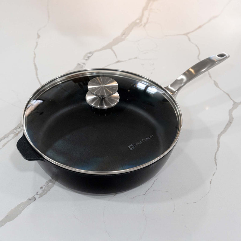 CXD Induction 28x7.5cm 4.2L deep saute pan with glass vented lid