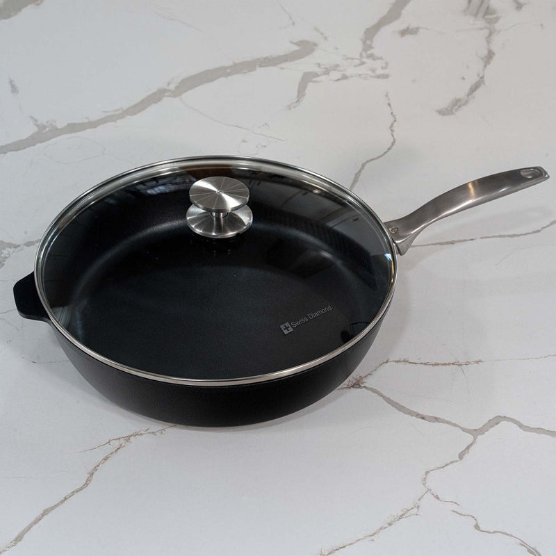 CXD Induction 32x7.5cm 5.5L deep saute pan with glass vented lid