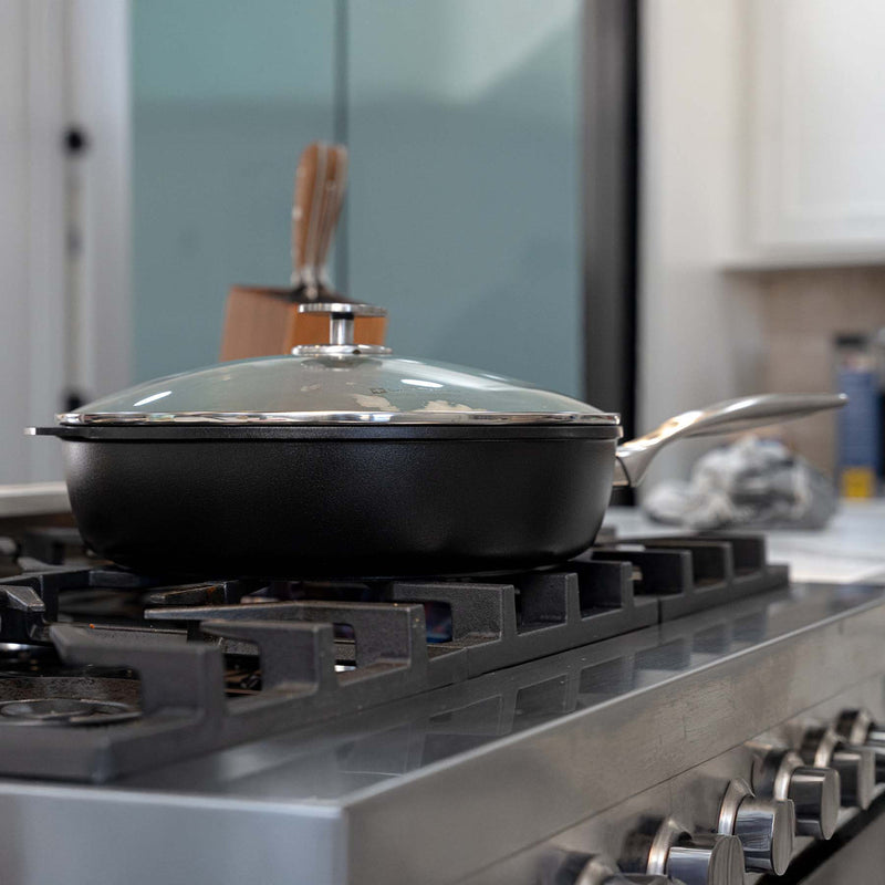 CXD Induction 32x7.5cm 5.5L deep saute pan with glass vented lid
