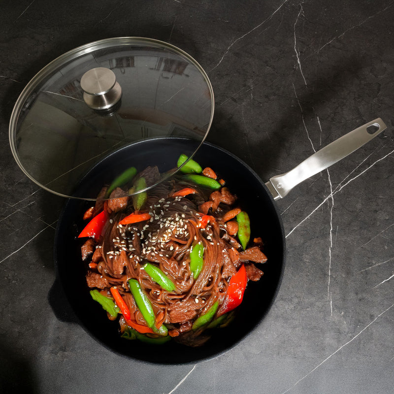 CXD Induction 32x7.5cm 5.5L deep saute pan with glass vented lid
