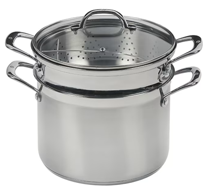 Premium Steel Induction 4pc MULTI POT/PASTA SET 24cm 7L Pasta Pot with Strainer, Steamer Basket & Lid