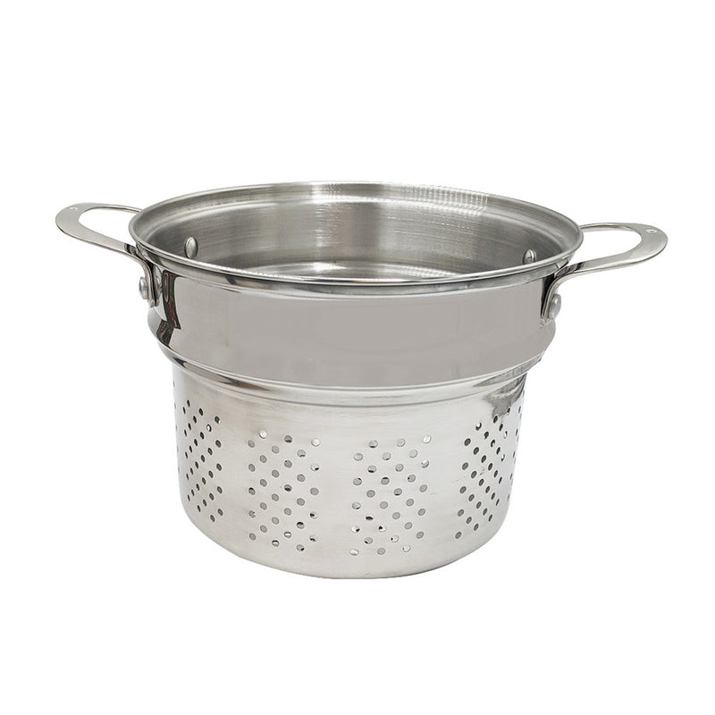 Premium Steel DLX - 7.6 Qt. (9.5") Stainless Steel Pasta Pot with Strainer, Steamer Basket, & Lid | Swiss Diamond