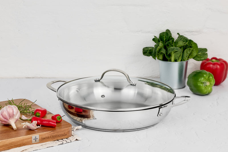 Swiss Diamond Premium Steel DLX 32x6.5cm Chef Pan with lid