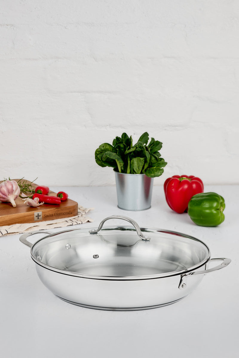 Swiss Diamond Premium Steel DLX 32x6.5cm Chef Pan with lid