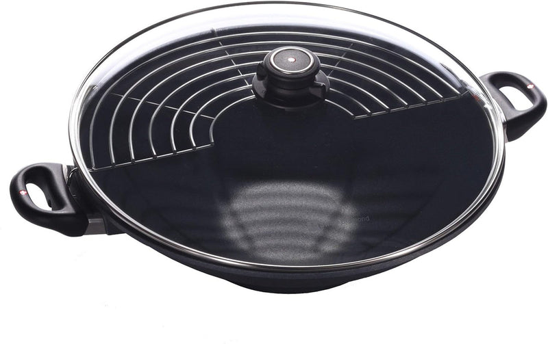 Swiss Diamond HD Nonstick WOK With Lid & Rack 36cm x 9.5cm 6L and 2 side handles