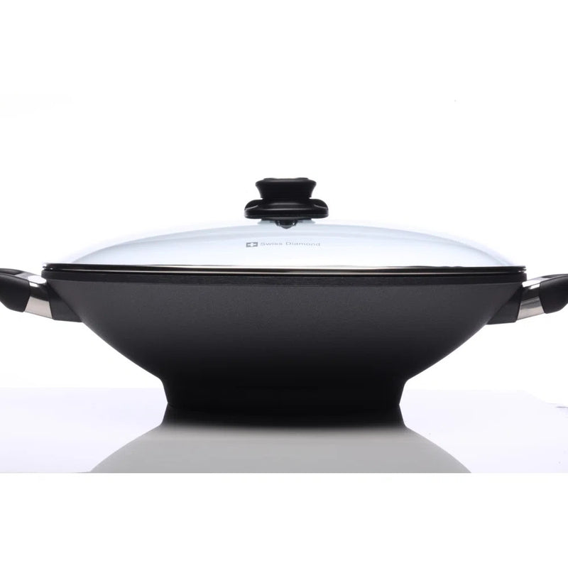 Swiss Diamond HD Nonstick WOK With Lid & Rack 36cm x 9.5cm 6L and 2 side handles